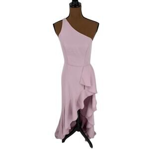 Ieena for Mac Duggal Lilac One Shoulder High Slit Ruffle Gown – Size 2 NWT